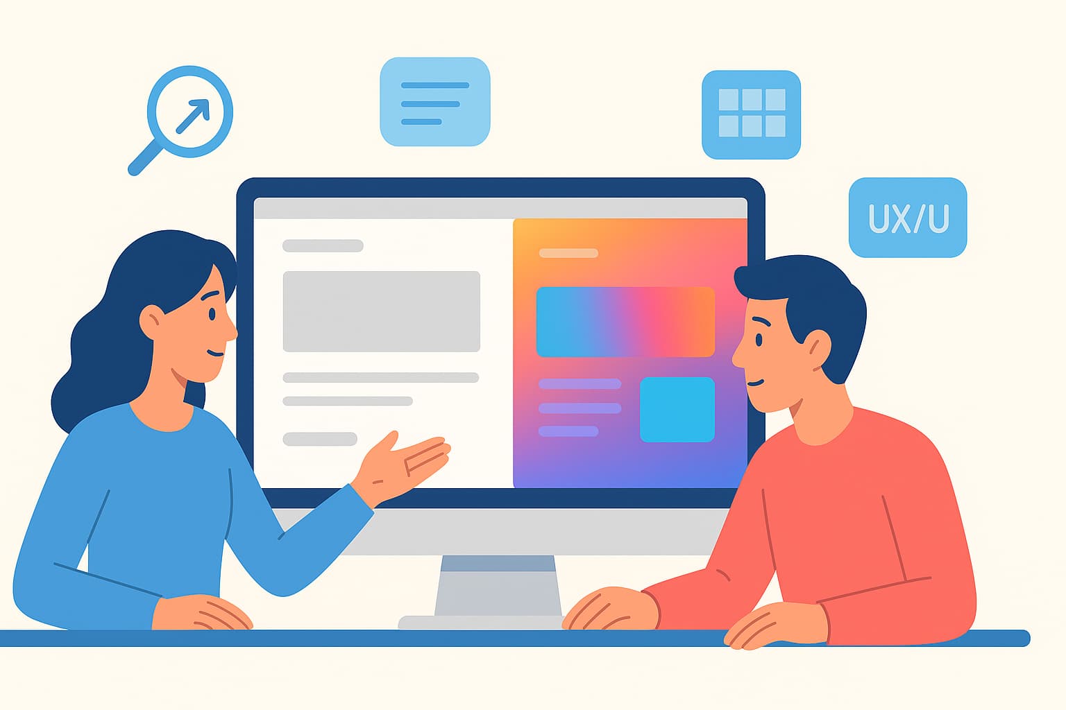 Freelance aidant un entrepreneur à créer un site web optimisé en SEO, design et copywriting